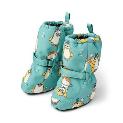 Baby booties with penguins