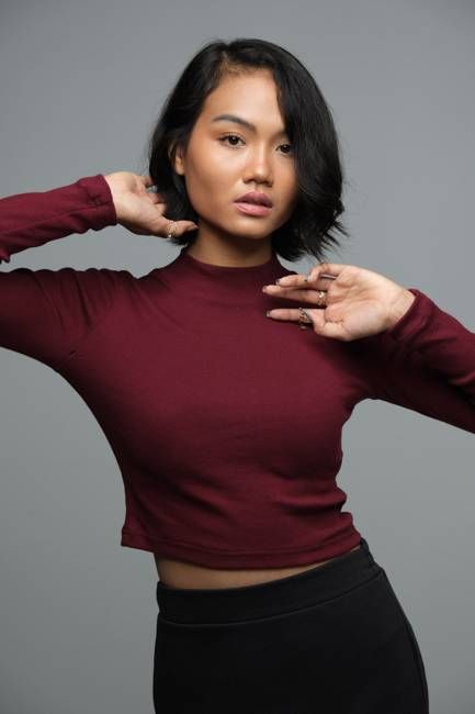 boupha mock neck crop top