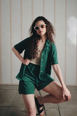 OCEAN OC - Terry Towelling Shirt - Jungle Green