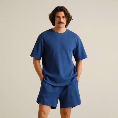 DEDICATED - T-shirt Danviken Waffle True Blue