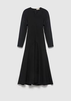 Shield Long-sleeve Crepe Dress