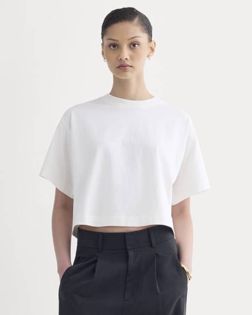 The Premium Weight Cropped Tee | Bone