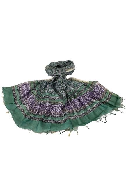 Chanderi Silk Cotton Blockprint Stole No. 15 Jodhpur Edit
