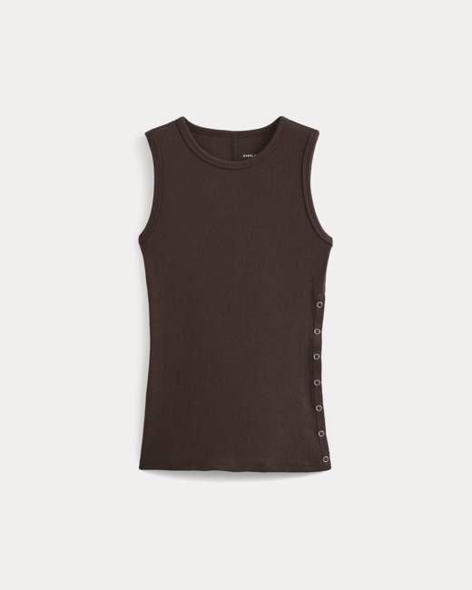 Luxe Rib Side Snap Tank | Coffee Bean
