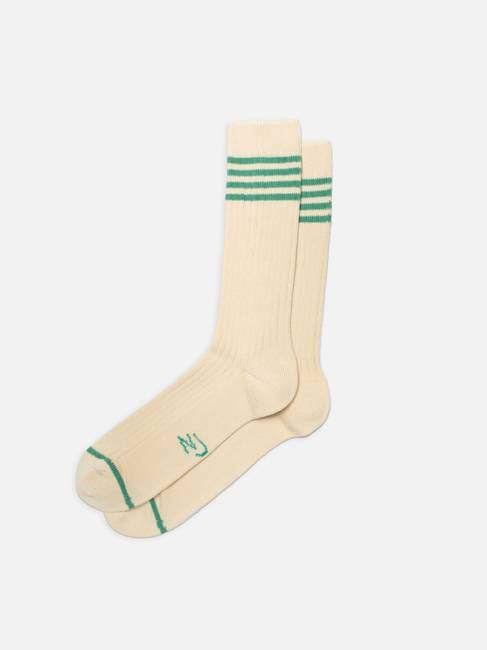 Men Tennis Socks StripeOffwhite/Turquoise | Nudie Jeans