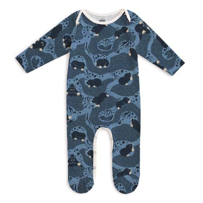 Footed Romper - Moles Blue