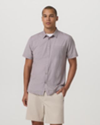 Short Sleeve Bridge Button Down – Sable Mini Stripe Shirt – Button Down – Vuori