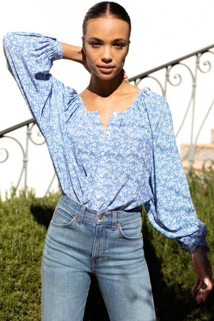 Frances Blouse - Vintage Flowers Blue