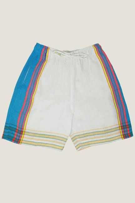 Kikoy Long Shorts | White/Turquoise