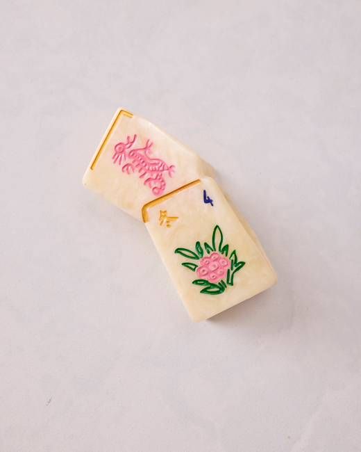Ivory Combo - Hand Painted Mini Flower Mahjong Claw Clip - Solar Eclipse