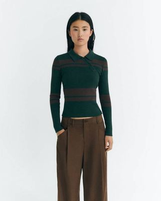 Green striped merino wool Dante sweater