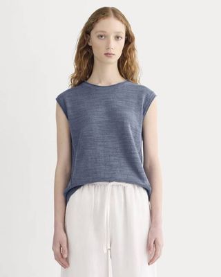 The Muscle Sweater in Cotton Linen | Indigo