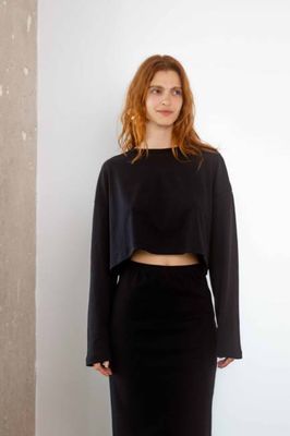 Organic Cotton Long Sleeve Top in Black - ARCHIVE SALE