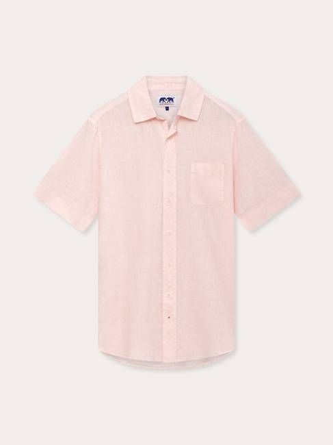 Men's Pastel Pink Manjack Linen Shirt