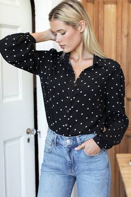 Frankie Blouse - Small Dots Tuxedo + Ivory