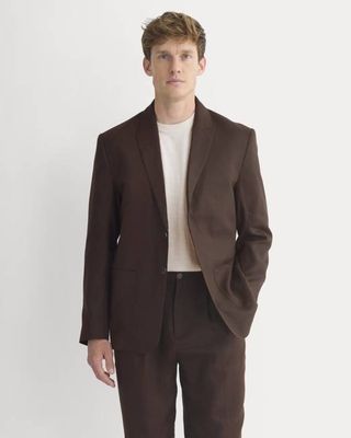 Soyeux Linen Linen Blazer | Dark Brown