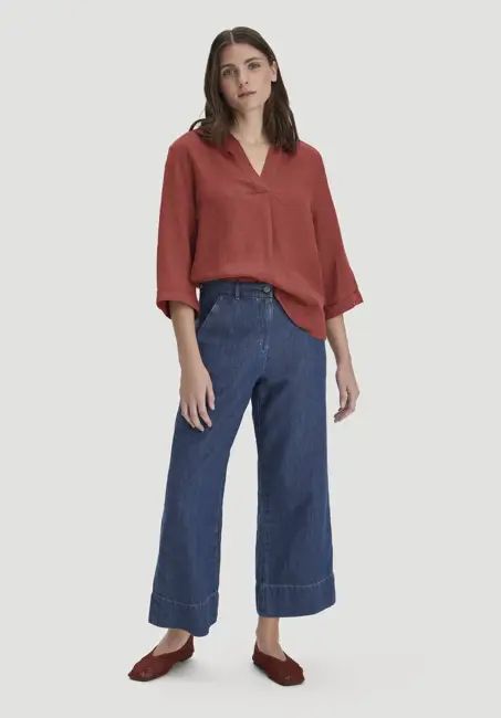 ENNELIE wide-leg culotte jeans made from organic cotton with TENCEL™ Lyocell and linen