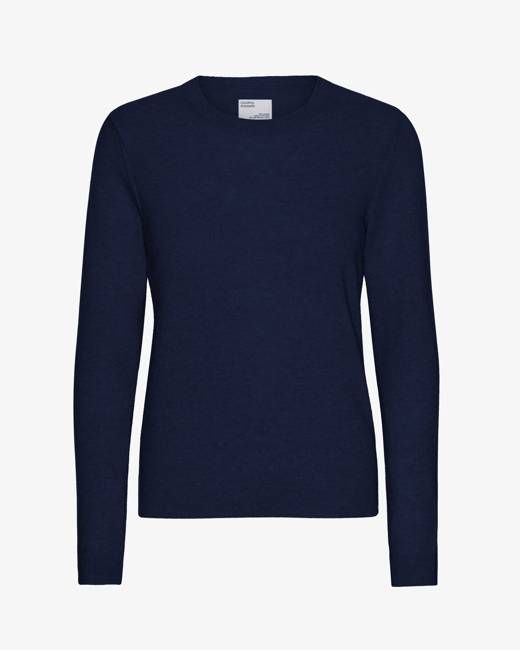 Women Light Merino Wool Crew - Marine Blue