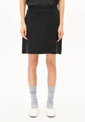 COTTON-WOOL MINI KNIT SKIRT | steel melange