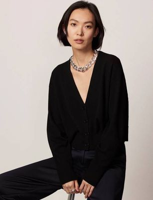 Cropped Cashmere Cardigan | Black