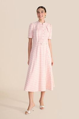 Ahana Pink & White Tweed Dress