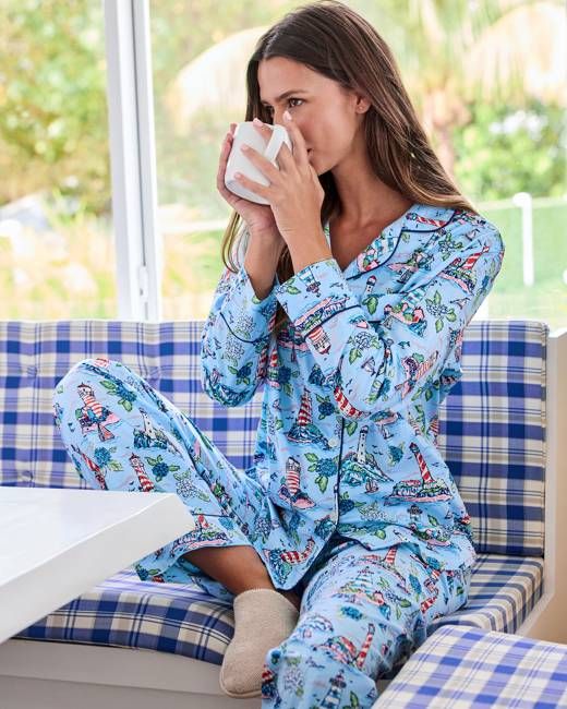 Lighthouse Keeper - Tall Long PJ Set - Blue Hydrangea