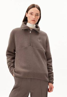 HAARLEENAA SWEATSHIRT AUS BAUMWOLLFLEECE | walnusscreme
