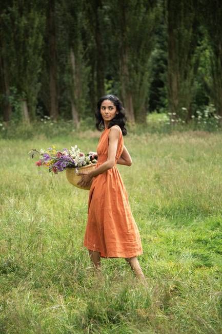 Ottillie-May Linen Dress in Terracotta