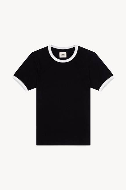 T1066 Star Ringer T-Shirt - Black/White