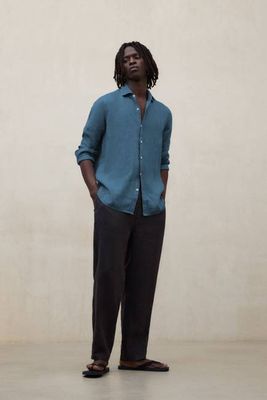BLUE ALFREDO LINEN SHIRT