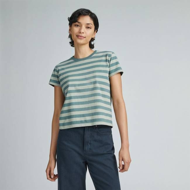 The Box-Cut Tee in Essential Cotton | Green Balsam / Seagrass | No Pocket