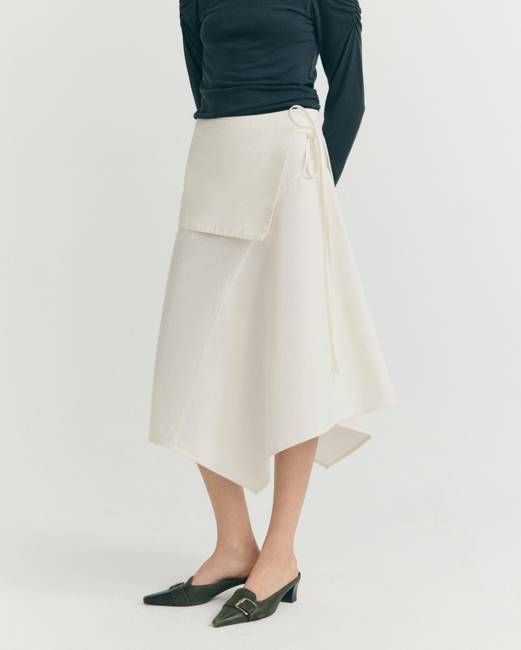Benita white midi skirt with front overlay