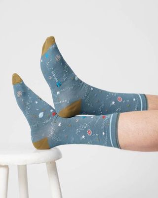 Mens Galaxy Organic Cotton Socks - Misty Blue