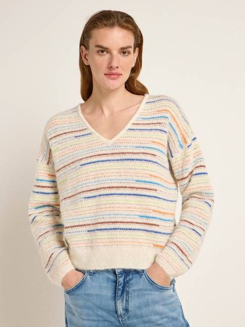 Striped V-neck sweater