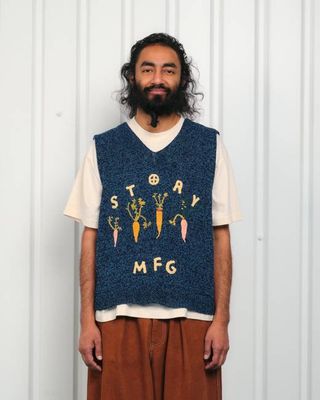 Party Knit Vest - Indigo Carrots