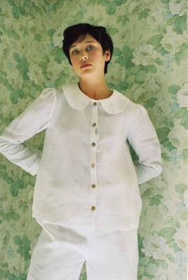 Claudine Linen Blouse  - White