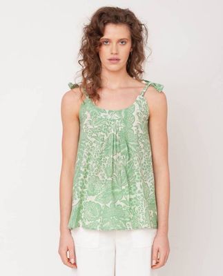Sita Organic Cotton Top In Green Print