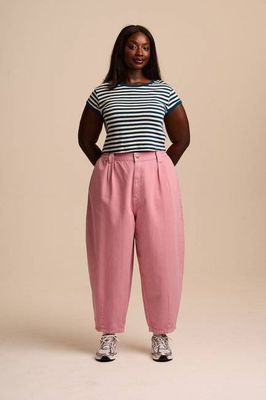 Ashby - Denim Barrel Leg Trousers in Washed Pink
