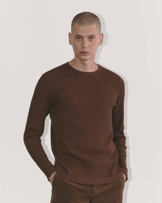 The Waffle Long-Sleeve Crew | Dark Mahogany