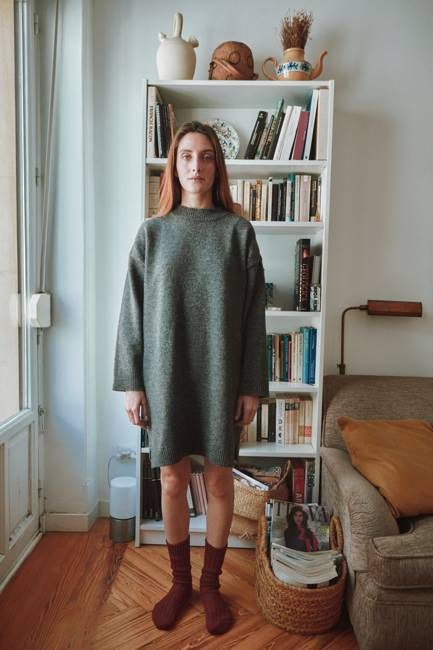 PERRINE Sweater Dress in Merino Wool - Ash Grey