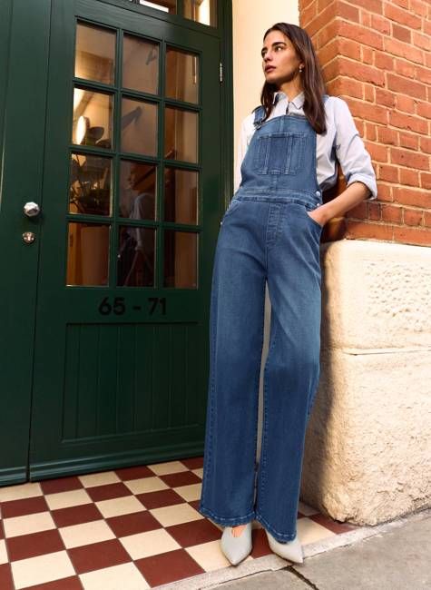 Joanna Organic Cotton Stretch Wide Leg Dungarees