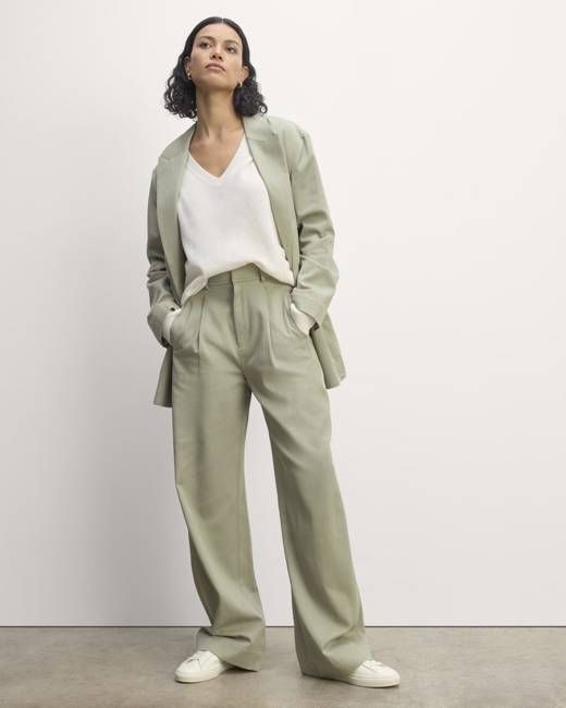 The Draper Pleated Pant in Buttersmooth | Seagrass | 32" Inseam