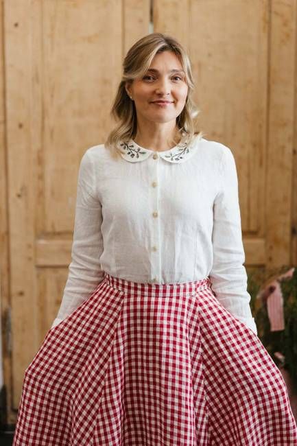 Classic Shirt with Embroidered Collar, Long Sleeve