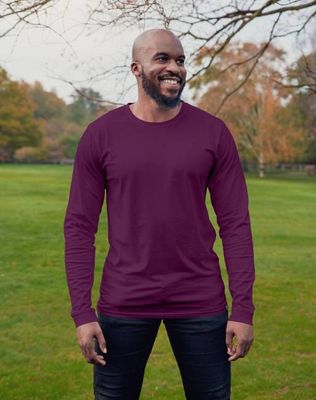 Organic Extra Long Slim Long Sleeve T-Shirt (Dark Purple)