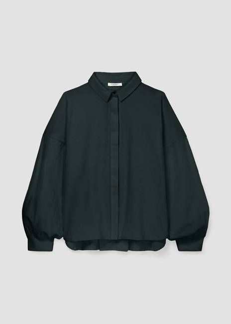 Konara Organic Cotton Jersey and Poplin Shirt in Black