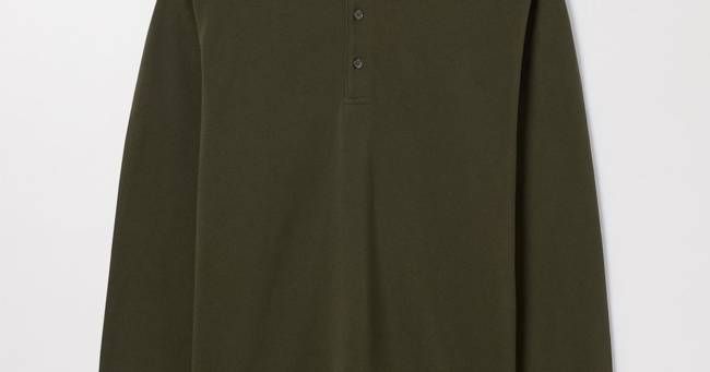 Khaki Green Long Sleeve Pique Polo | Organic Cotton | Asket