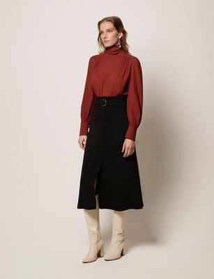 High Neck Blouse | Rust