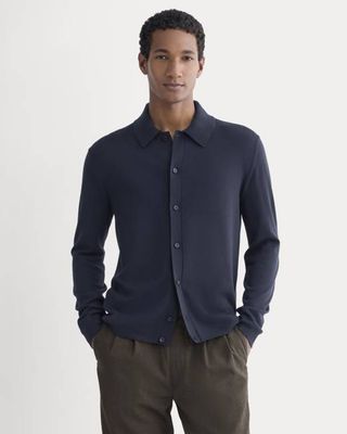 Ultrasoft Button-Down Sweater |  Navy