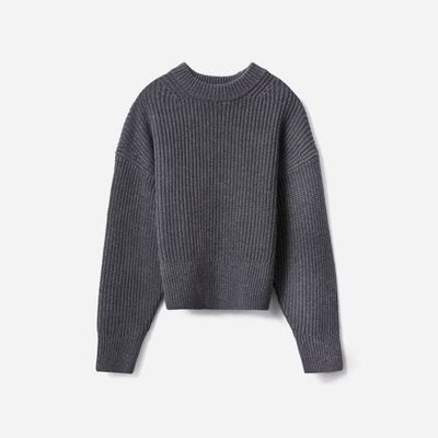 The Texture Cotton Crew | Heathered Charcoal Contrast Trim