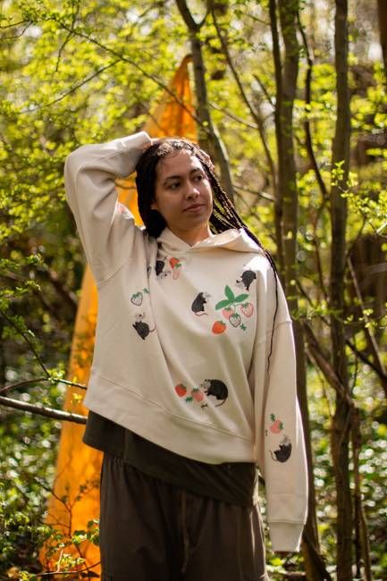 Opossums & Strawberries Oversized Boxy Hoodie